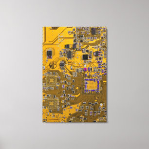 Printed Circuit Assembly PCB Circuit Board Orange Canvas Print