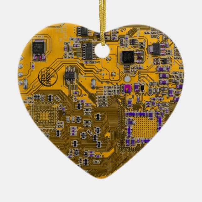 Printed Circuit Assembly PCB Circuit Board Orange Ceramic Tree Decoration (Front)