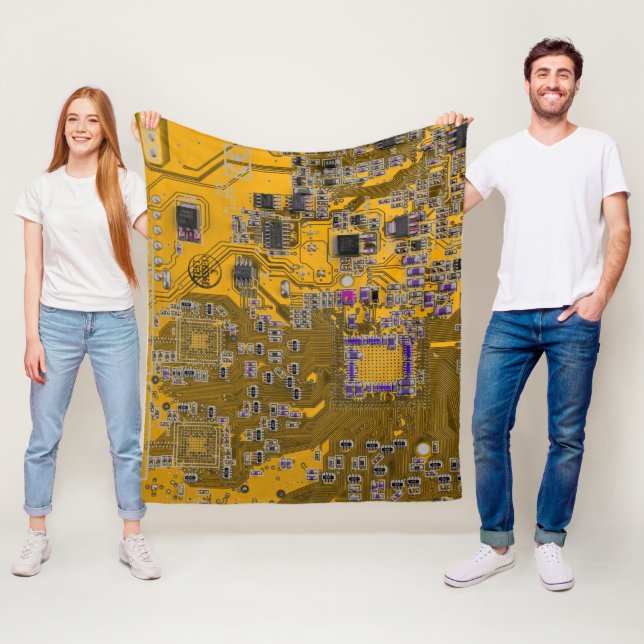 Printed Circuit Assembly PCB Circuit Board Orange Fleece Blanket (In Situ)