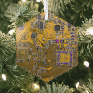 Printed Circuit Assembly PCB Circuit Board Orange Glass Tree Decoration