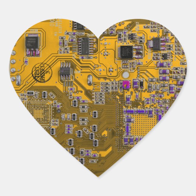 Printed Circuit Assembly PCB Circuit Board Orange Heart Sticker (Front)