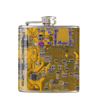 Printed Circuit Assembly PCB Circuit Board Orange Hip Flask