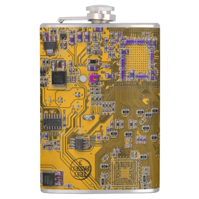 Printed Circuit Assembly PCB Circuit Board Orange Hip Flask (Front)