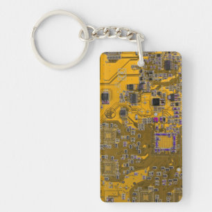 Printed Circuit Assembly PCB Circuit Board Orange Key Ring