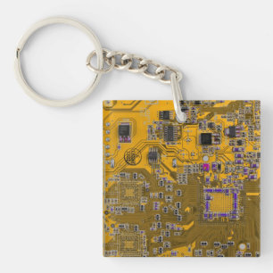 Printed Circuit Assembly PCB Circuit Board Orange Key Ring