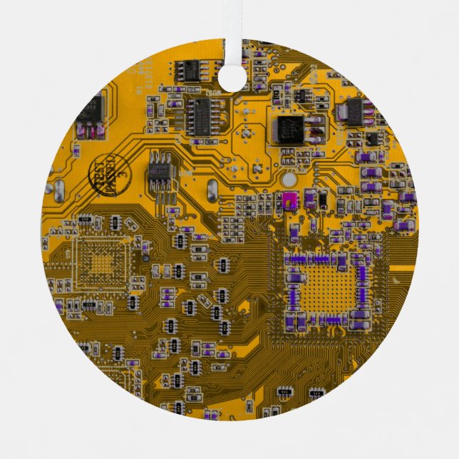 Printed Circuit Assembly PCB Circuit Board Orange Metal Tree Decoration (Front)