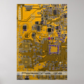 Printed Circuit Assembly PCB Circuit Board Orange Poster