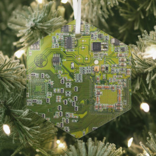 Printed Circuit Assembly PCB Green Circuit Board 2 Glass Tree Decoration