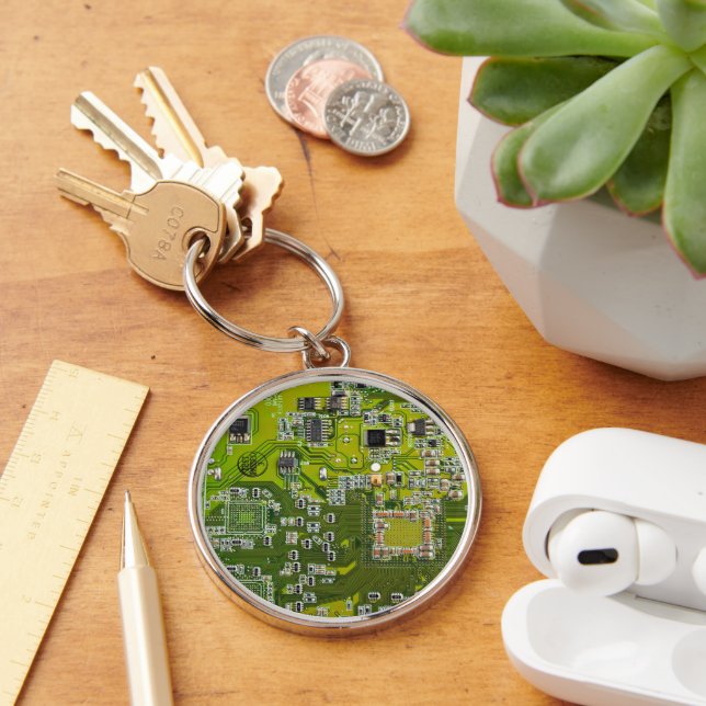 Printed Circuit Assembly PCB Green Circuit Board 2 Key Ring (Desk)