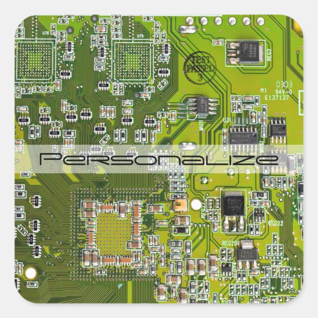 Printed Circuit Assembly PCB Green Circuit Board 2 Square Sticker (Front)