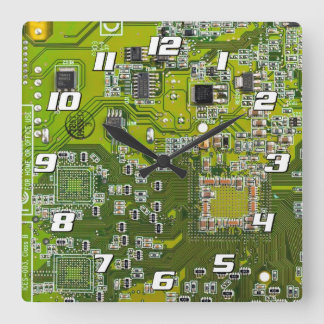 Printed Circuit Assembly PCB Green Circuit Board 2 Square Wall Clock