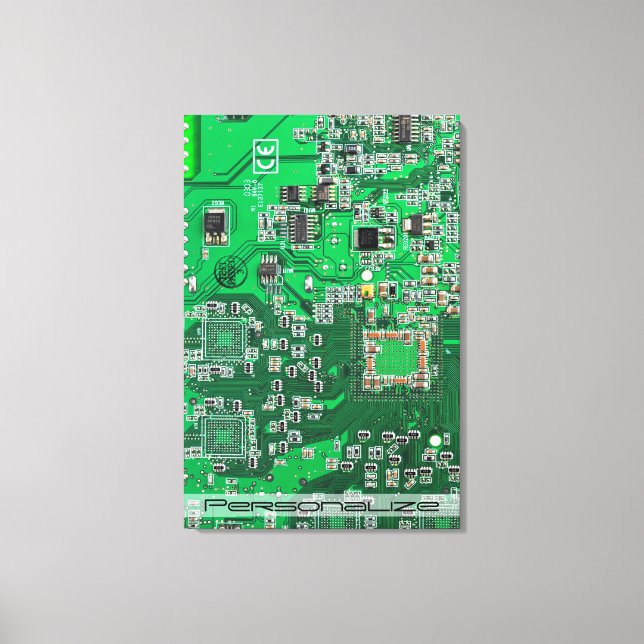 Printed Circuit Assembly PCB Green Circuit Board Canvas Print (Front)