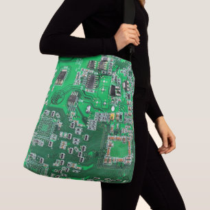 Printed Circuit Assembly PCB Green Circuit Board Crossbody Bag