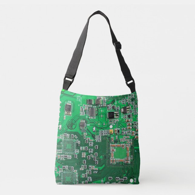 Printed Circuit Assembly PCB Green Circuit Board Crossbody Bag (Front)