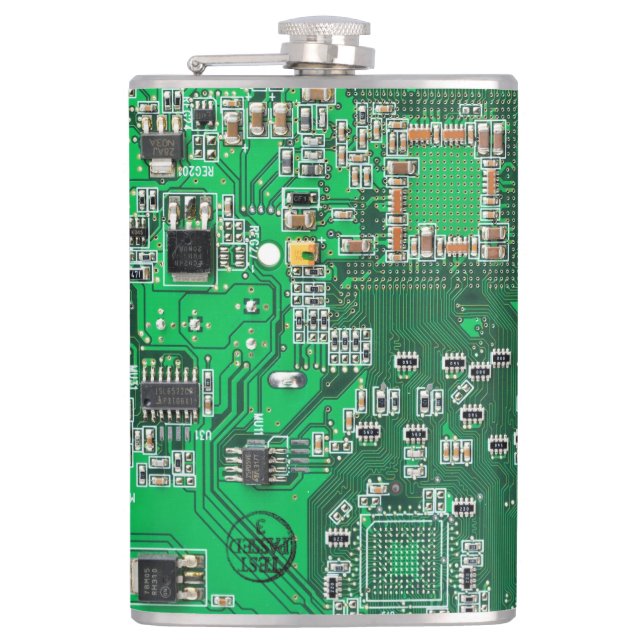 Printed Circuit Assembly PCB Green Circuit Board Hip Flask (Front)