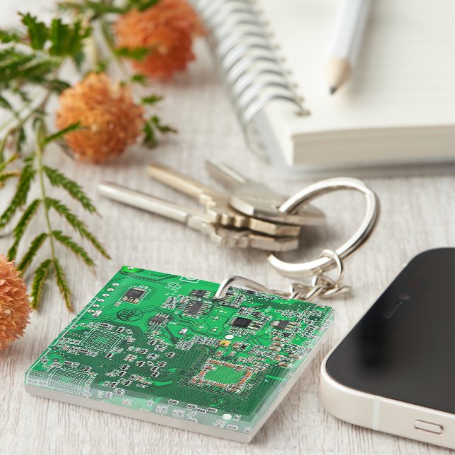 Printed Circuit Assembly PCB Green Circuit Board Key Ring (Front Right)