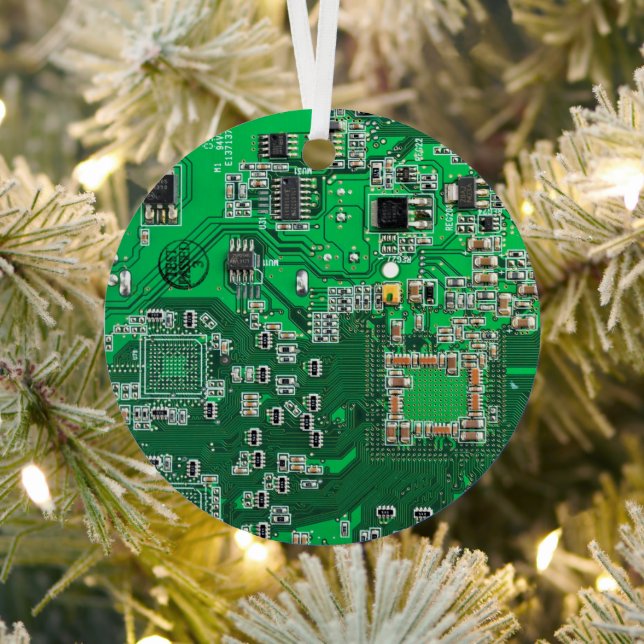 Printed Circuit Assembly PCB Green Circuit Board Metal Tree Decoration (Insitu)