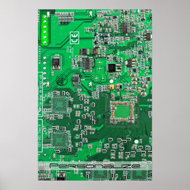 Printed Circuit Assembly PCB Green Circuit Board Poster (Front)