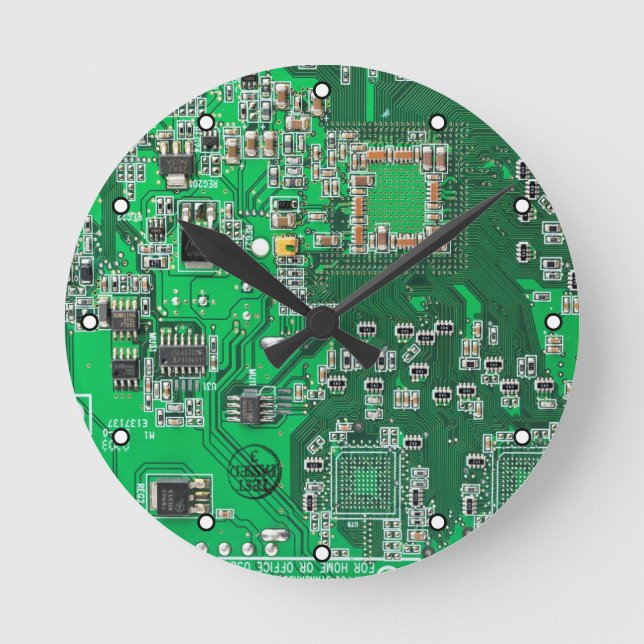 Printed Circuit Assembly PCB Green Circuit Board Round Clock (Front)