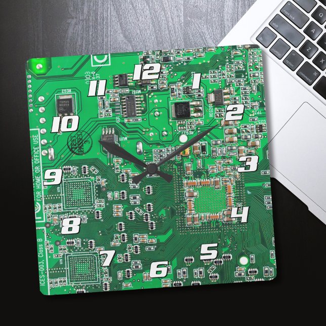 Printed Circuit Assembly PCB Green Circuit Board Square Wall Clock (Creator Uploaded)