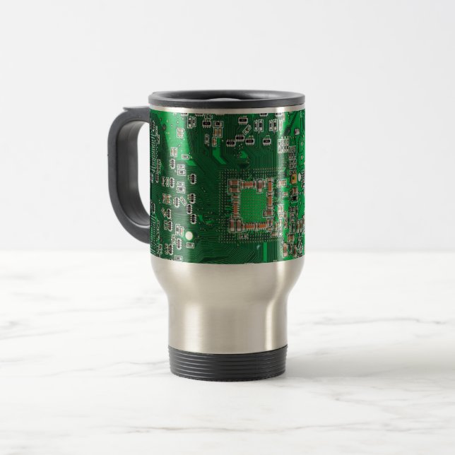Printed Circuit Assembly PCB Green Circuit Board Travel Mug (Front Left)