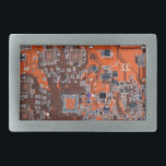 Printed Circuit Assembly PCB Orange Circuit Board Belt Buckle<br><div class="desc">PCB Circuit Board gifts for geeks or gifts for nerds. Here's one for the Computer Nerd or Geeks in all of us. Geek Out your Nerd with this Printed Circuit Assembly PCB Electronic Circuit Board. This is a close up picture of a Printed Circuit Assembly PCB or electronic circuit board....</div>