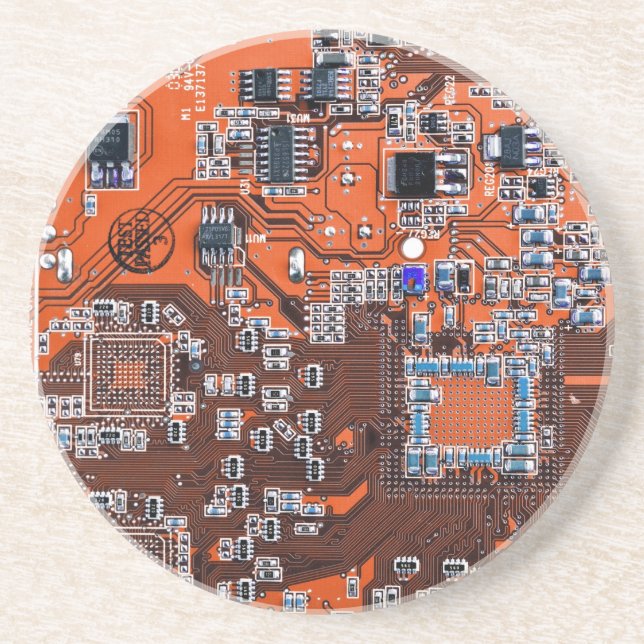 Printed Circuit Assembly PCB Orange Circuit Board Coaster (Front)