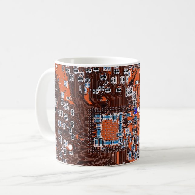 Printed Circuit Assembly PCB Orange Circuit Board Coffee Mug (Front Left)