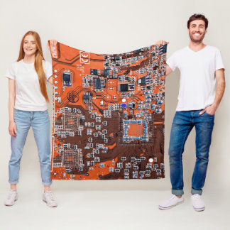 Printed Circuit Assembly PCB Orange Circuit Board Fleece Blanket