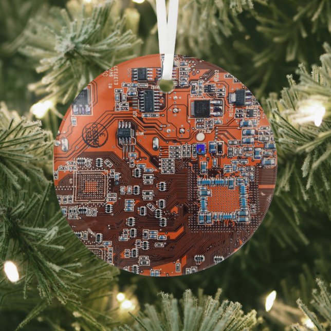 Printed Circuit Assembly PCB Orange Circuit Board Glass Tree Decoration (Insitu)