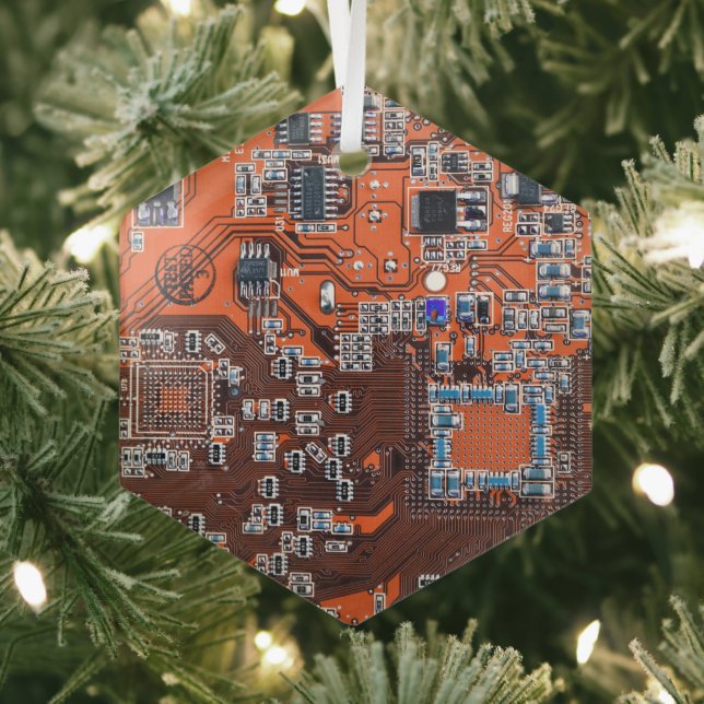 Printed Circuit Assembly PCB Orange Circuit Board Glass Tree Decoration (Insitu)