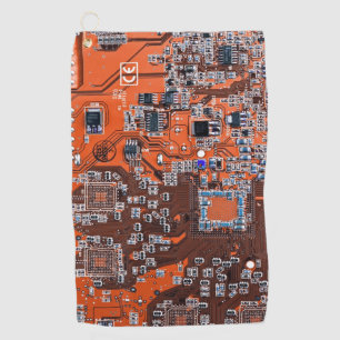 Printed Circuit Assembly PCB Orange Circuit Board Golf Towel