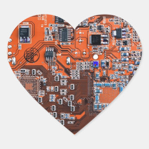 Printed Circuit Assembly PCB Orange Circuit Board Heart Sticker