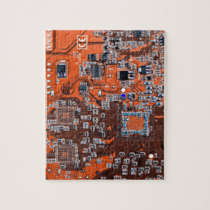 Printed Circuit Assembly PCB Orange Circuit Board Jigsaw Puzzle