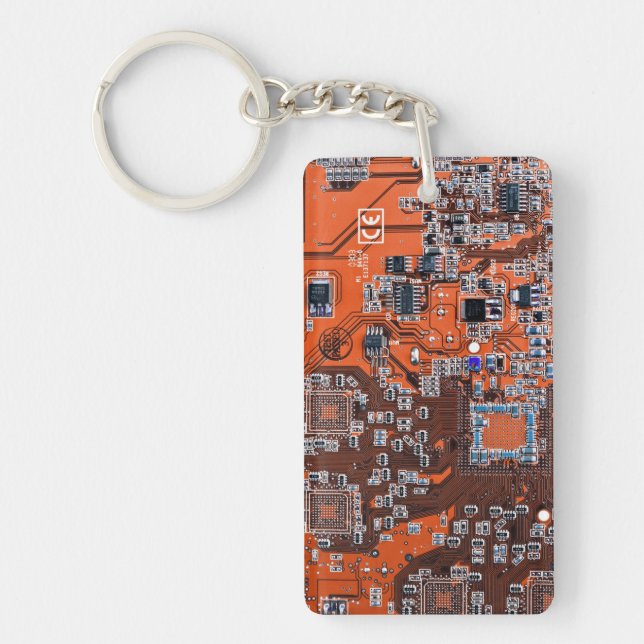 Printed Circuit Assembly PCB Orange Circuit Board Key Ring (Front)
