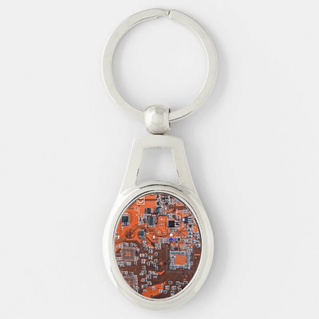 Printed Circuit Assembly PCB Orange Circuit Board Key Ring (Front)