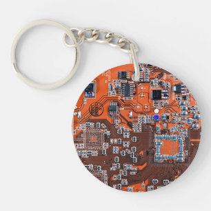 Printed Circuit Assembly PCB Orange Circuit Board Key Ring