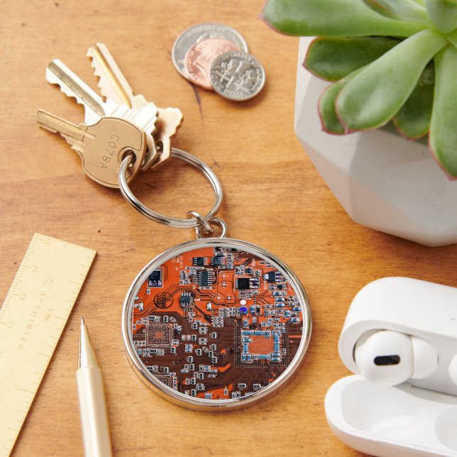 Printed Circuit Assembly PCB Orange Circuit Board Key Ring (Desk)