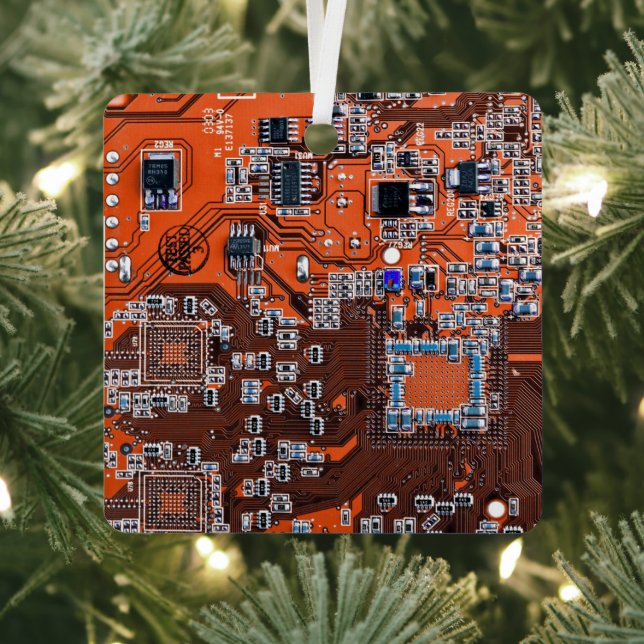 Printed Circuit Assembly PCB Orange Circuit Board Metal Tree Decoration (Insitu)