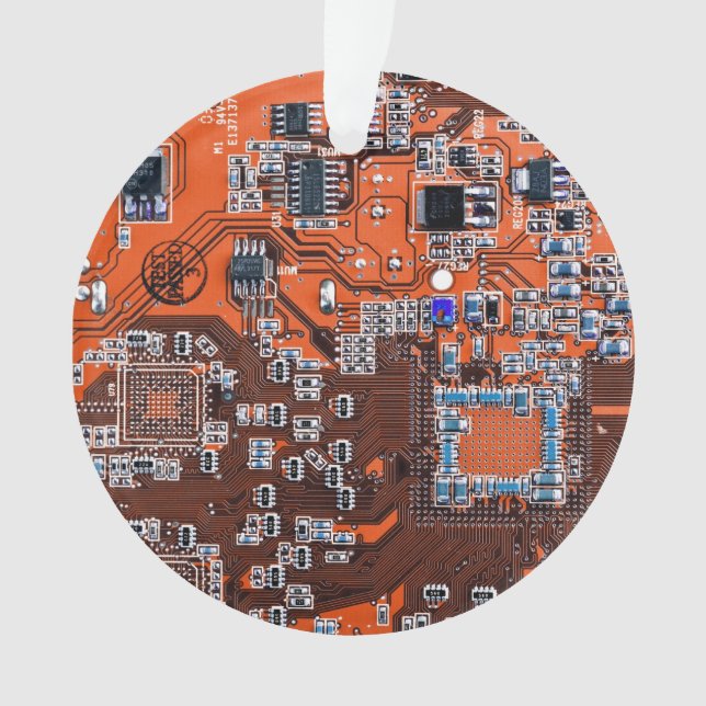 Printed Circuit Assembly PCB Orange Circuit Board Ornament (Front)