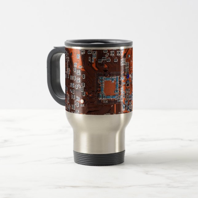 Printed Circuit Assembly PCB Orange Circuit Board Travel Mug (Front Left)