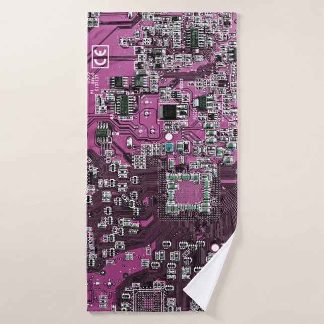Printed Circuit Assembly PCB Purple Circuit Board Bath Towel (Bath Towel)