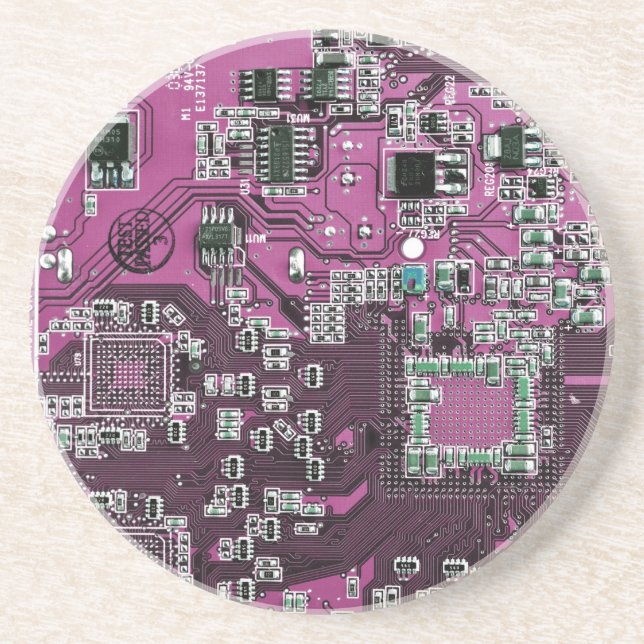 Printed Circuit Assembly PCB Purple Circuit Board Coaster (Front)