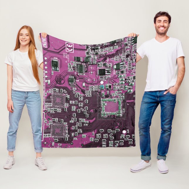 Printed Circuit Assembly PCB Purple Circuit Board Fleece Blanket (In Situ)