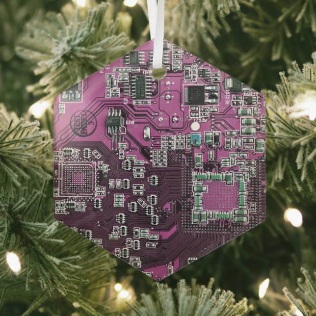 Printed Circuit Assembly PCB Purple Circuit Board Glass Tree Decoration (Insitu)
