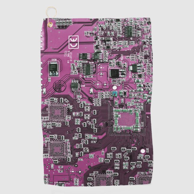 Printed Circuit Assembly PCB Purple Circuit Board Golf Towel (Front)