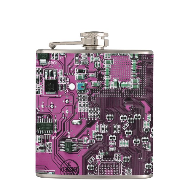 Printed Circuit Assembly PCB Purple Circuit Board Hip Flask (Front)