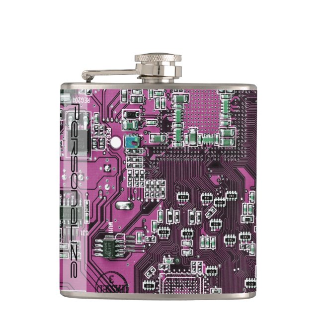 Printed Circuit Assembly PCB Purple Circuit Board Hip Flask (Front)