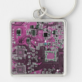 Printed Circuit Assembly PCB Purple Circuit Board Key Ring