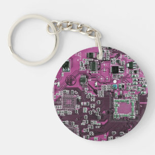 Printed Circuit Assembly PCB Purple Circuit Board Key Ring